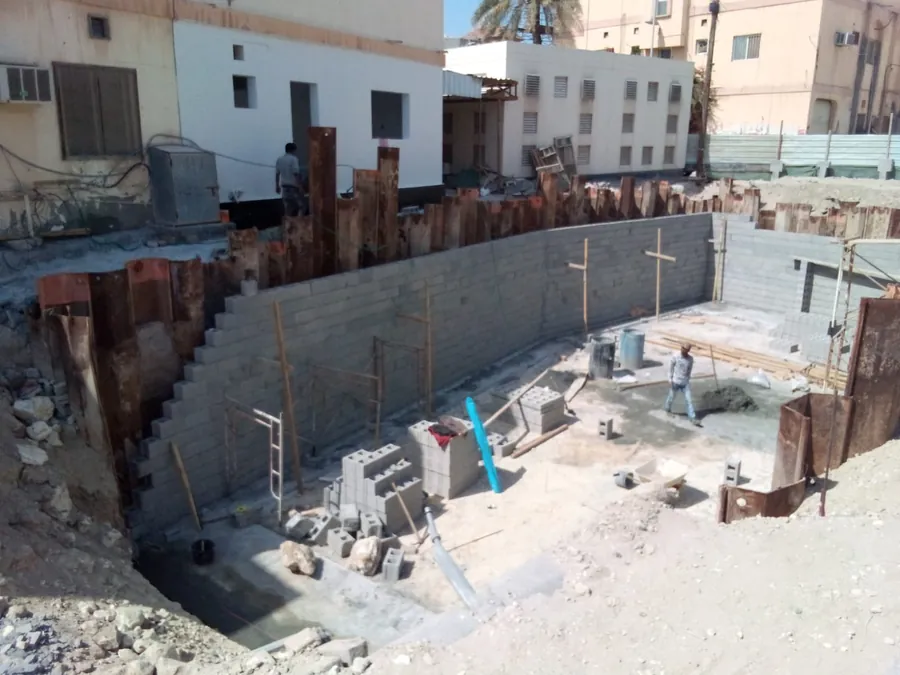 Sheet pile shored excavation by SAAJTECH in Bahrain