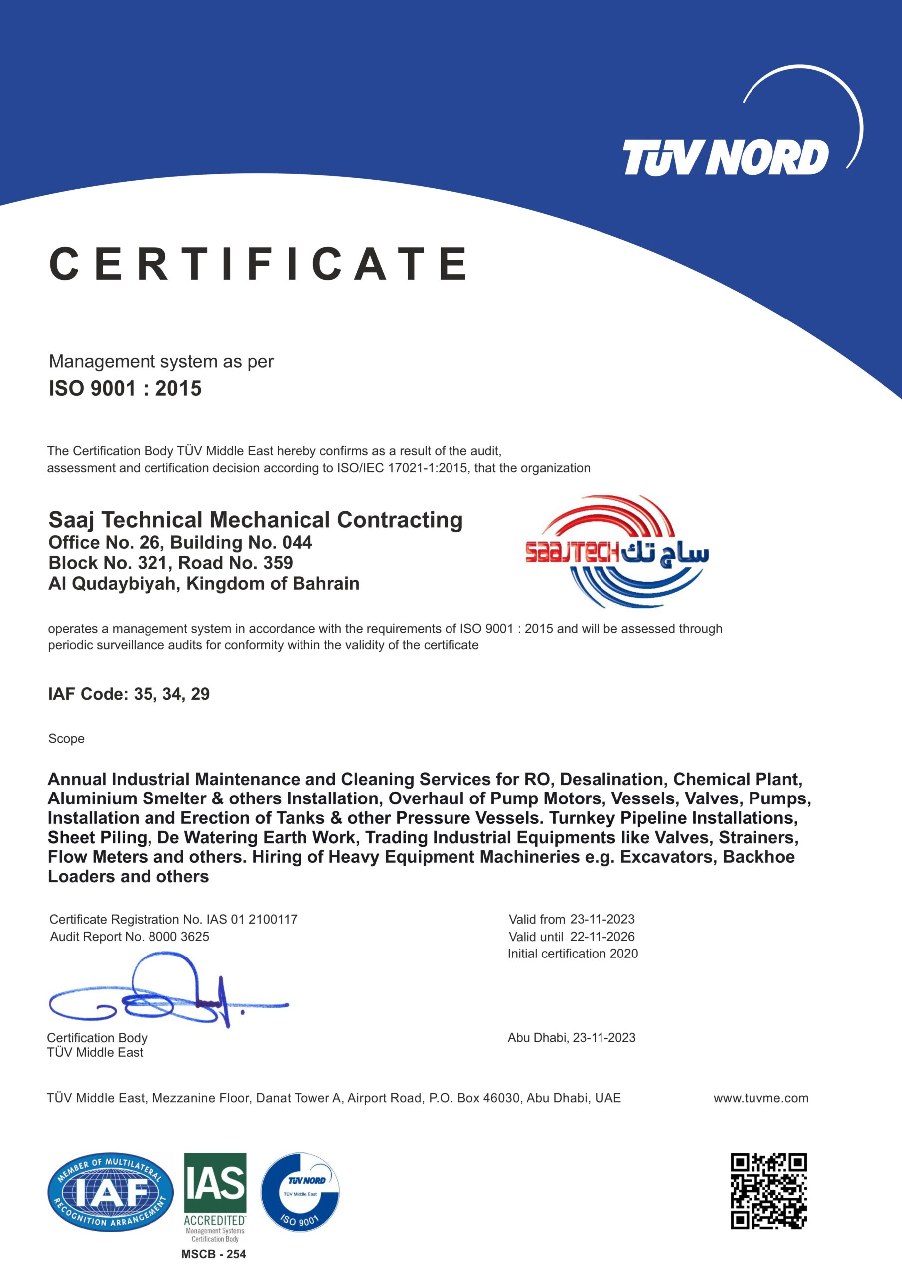 ISO 9001:2015 Certificate