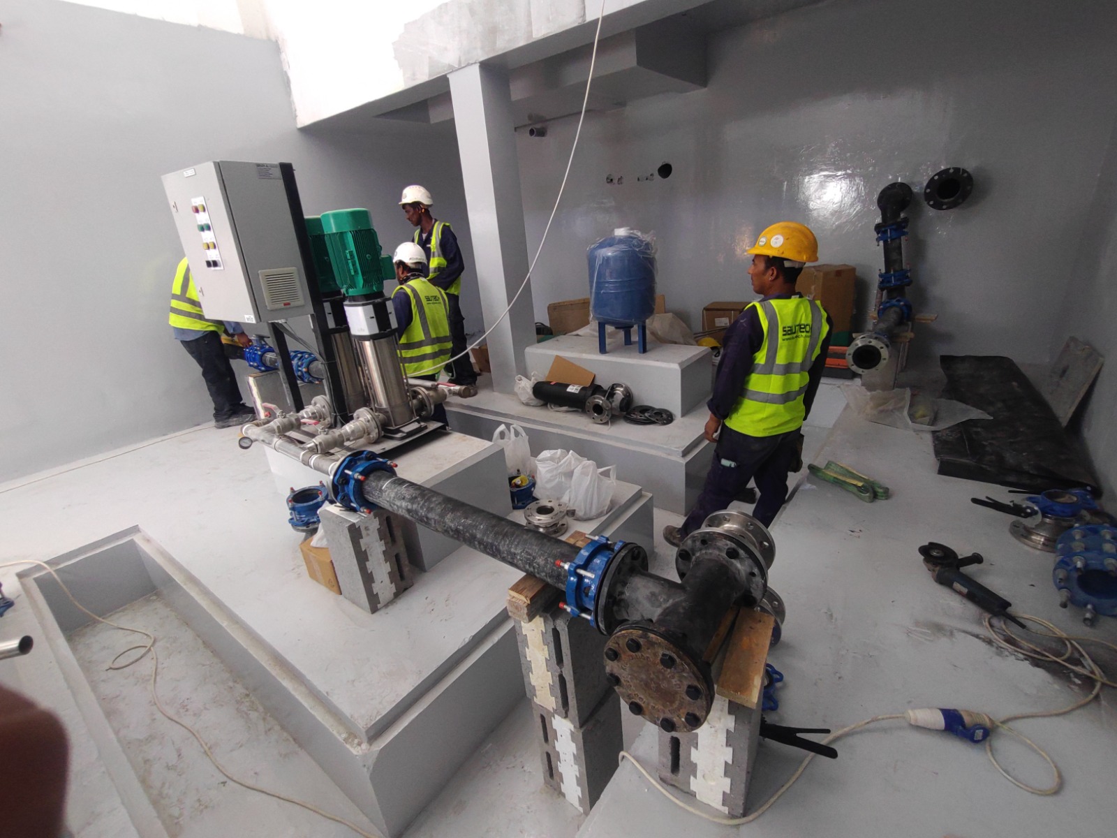 Pump room ductile iron piping at Lotus Gardening and Landscaping